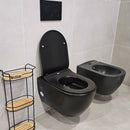 CeraStyle CITY fali WC - MATT FEKETE - BEÉPÍTETT bidé funkcióval - perem nélküli - mély öblítés