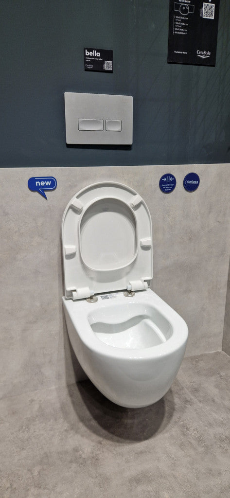 CeraStyle BELLA fali WC + SLIM ülőke - perem nélküli - rimless - mély öblítésű - rövid - 48 cm