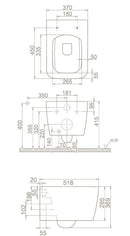 CeraStyle HERA fali WC - MATT FEHÉR - BEÉPÍTETT bidé funkcióval - perem nélküli - mély öblítés