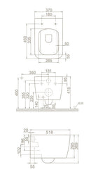 CeraStyle HERA fali WC - MATT FEKETE - rimless - perem nélküli - rejtett szerelésű - mély öblítés