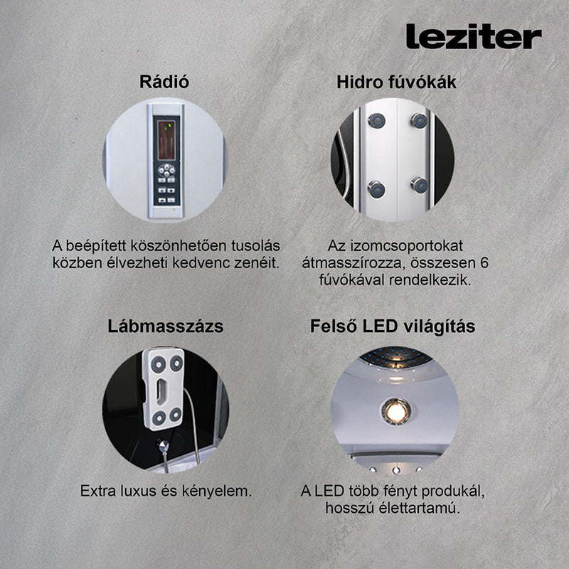 Emilia 170 Hidromasszázs Kádkabin elektronikával Black