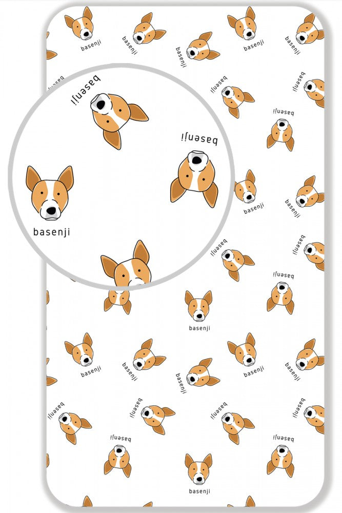 Kutyás Basenji gumis lepedő 90x200 cm, J-JFK021026