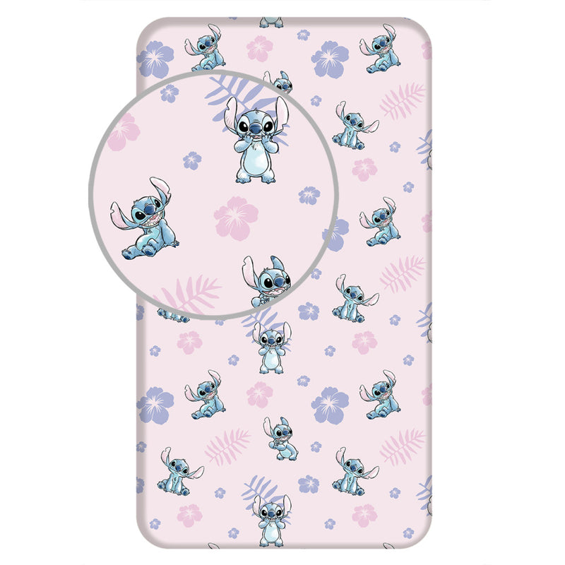 Disney Lilo és Stitch, A csillagkutya Pink gumis lepedő 90x200 cm, J-JFK037041