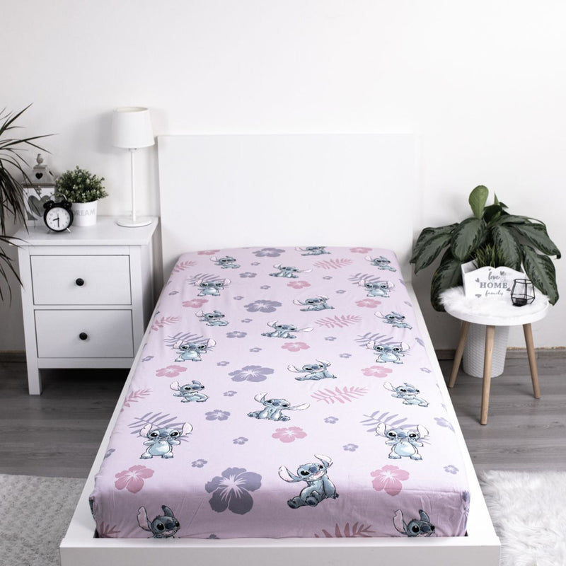 Disney Lilo és Stitch, A csillagkutya Pink gumis lepedő 90x200 cm, J-JFK037041