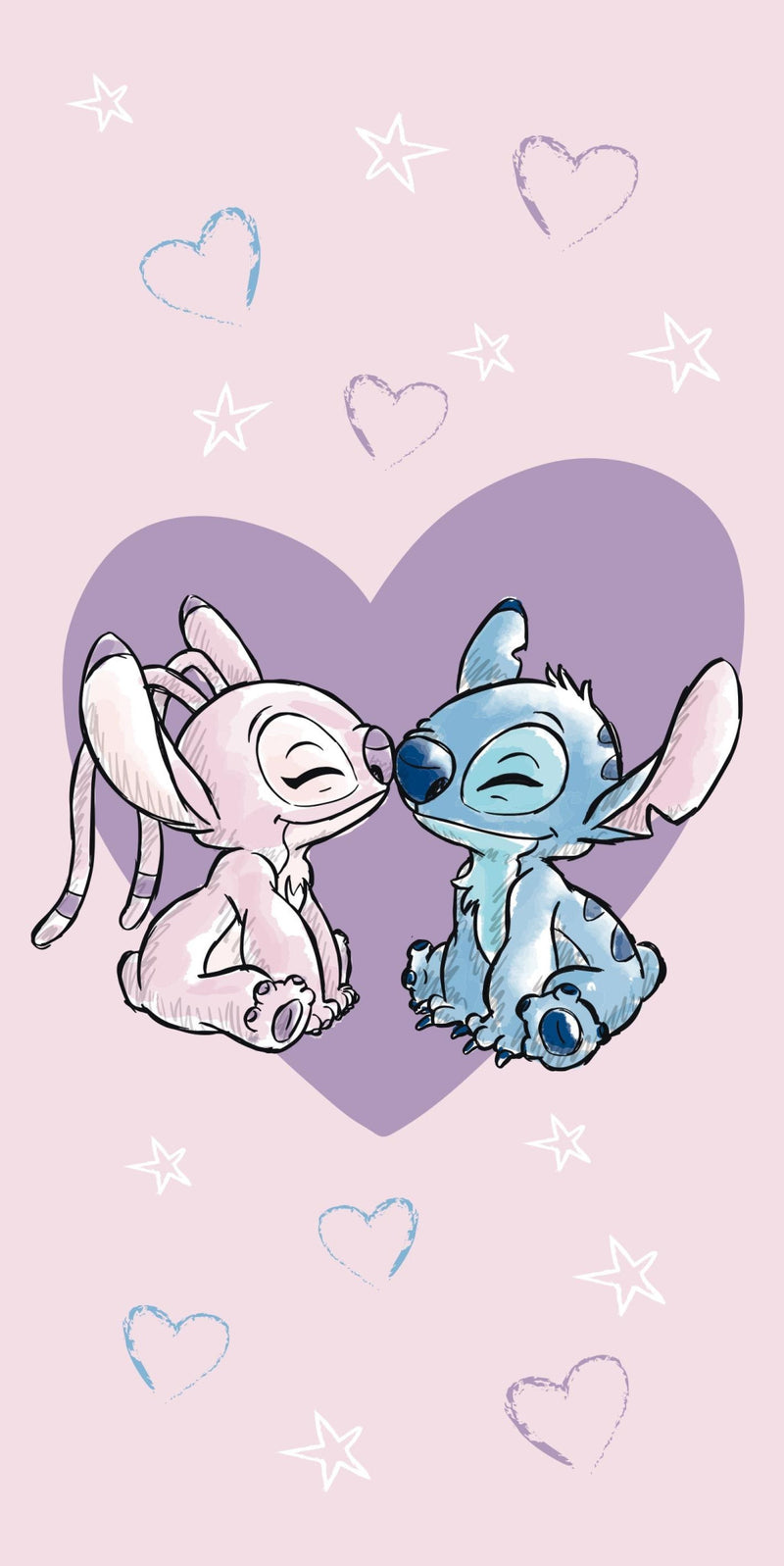 Disney Lilo és Stitch, A csillagkutya Love fürdőlepedő, strand törölköző 70x140cm, J-JFK037157
