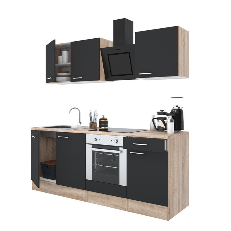 Yorki 210 konyhabútor sonoma tölgy korpusz,selyemfényű antracit fronttal alsó sütős elemmel