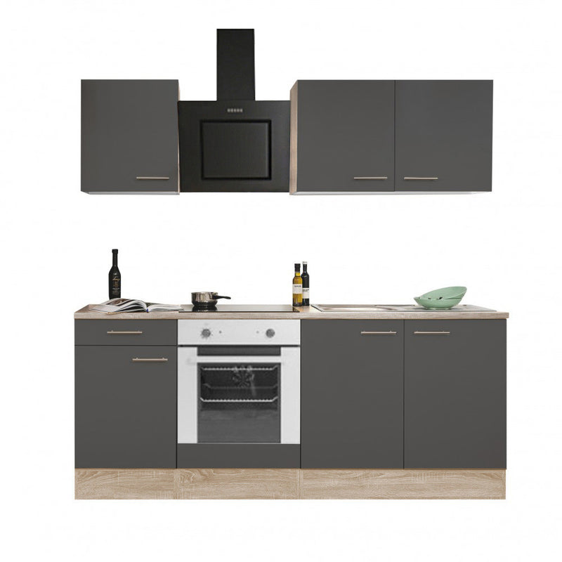 Yorki 210 konyhabútor sonoma tölgy korpusz,selyemfényű antracit fronttal alsó sütős elemmel