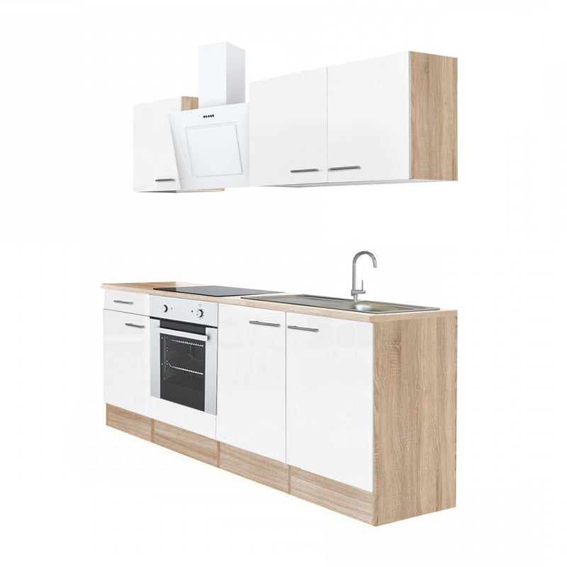 Yorki 210 konyhabútor sonoma tölgy korpusz,selyemfényű fehér fronttal alsó sütős elemmel