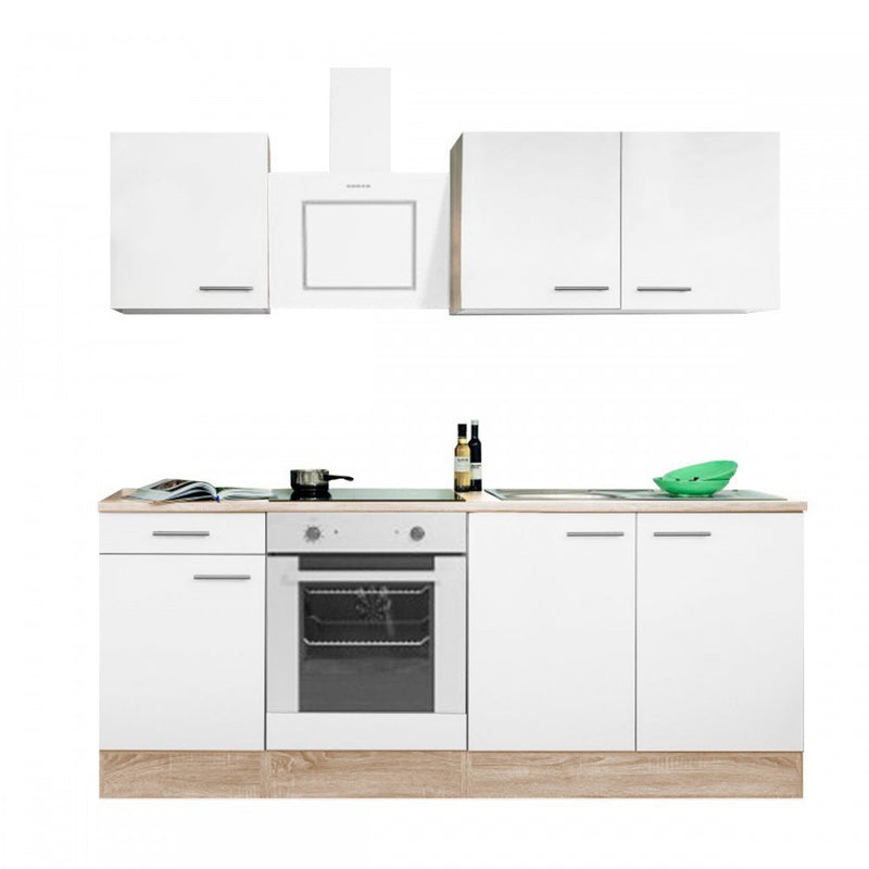 Yorki 210 konyhabútor sonoma tölgy korpusz,selyemfényű fehér fronttal alsó sütős elemmel