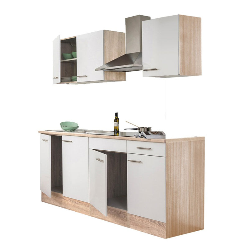 Yorki 210 konyhabútor sonoma tölgy korpusz,selyemfényű fehér fronttal