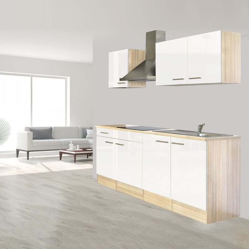 Yorki 210 konyhabútor sonoma tölgy korpusz,selyemfényű fehér fronttal