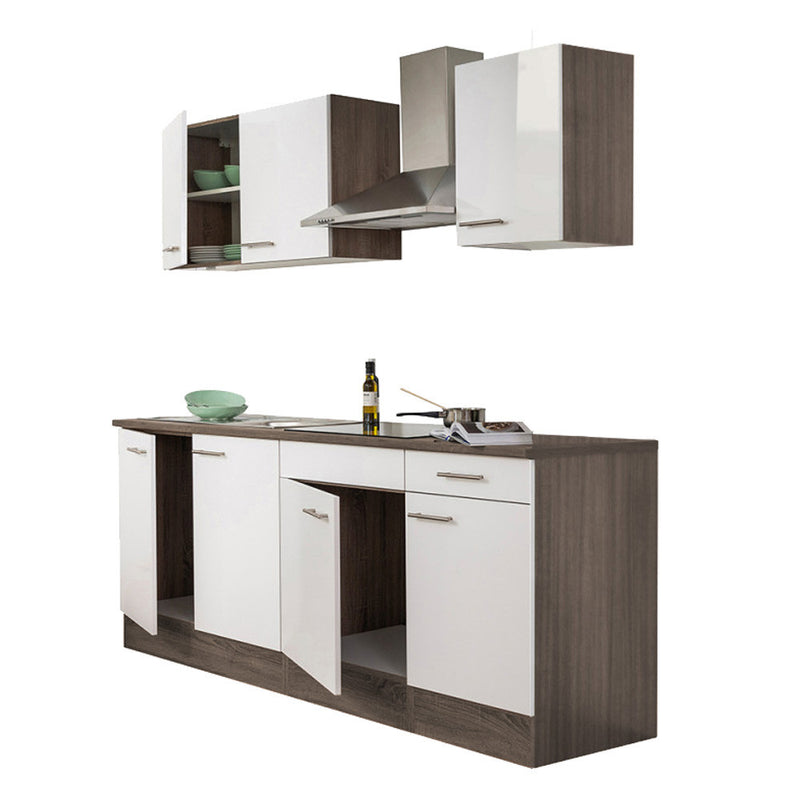 Yorki 210 konyhabútor yorki tölgy korpusz,selyemfényű fehér fronttal