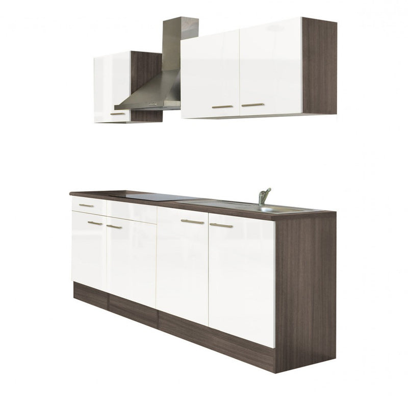 Yorki 210 konyhabútor yorki tölgy korpusz,selyemfényű fehér fronttal