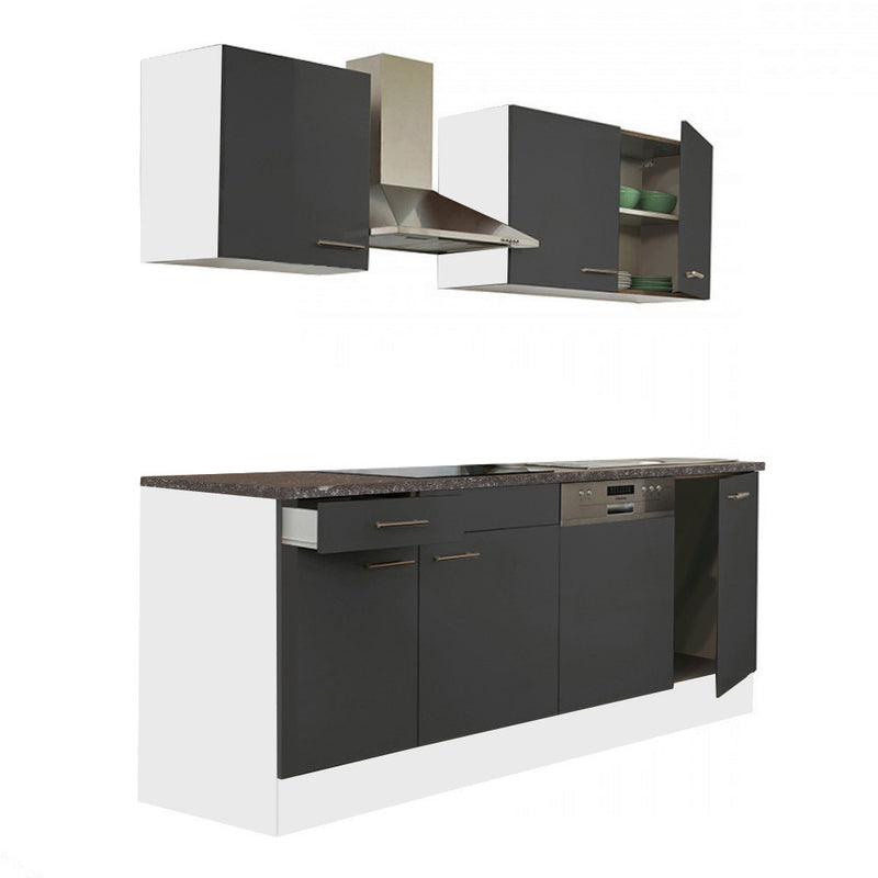 Yorki 220 konyhabútor fehér korpusz,selyemfényű antracit fronttal