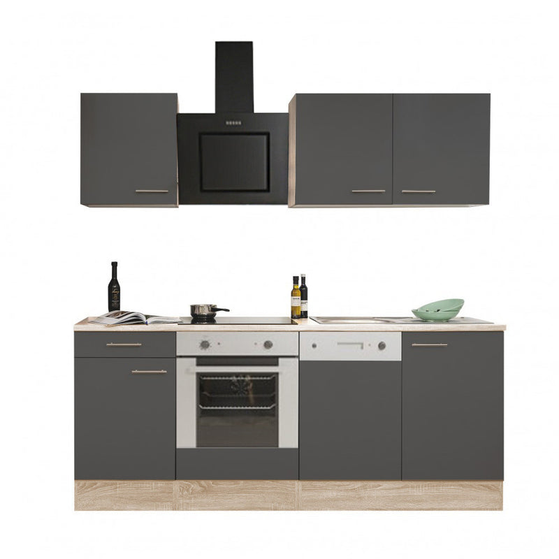 Yorki 220 konyhabútor sonoma tölgy korpusz,selyemfényű antracit fronttal alsó sütős elemmel
