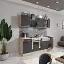 Yorki 220 konyhabútor sonoma tölgy korpusz,selyemfényű antracit fronttal alsó sütős elemmel