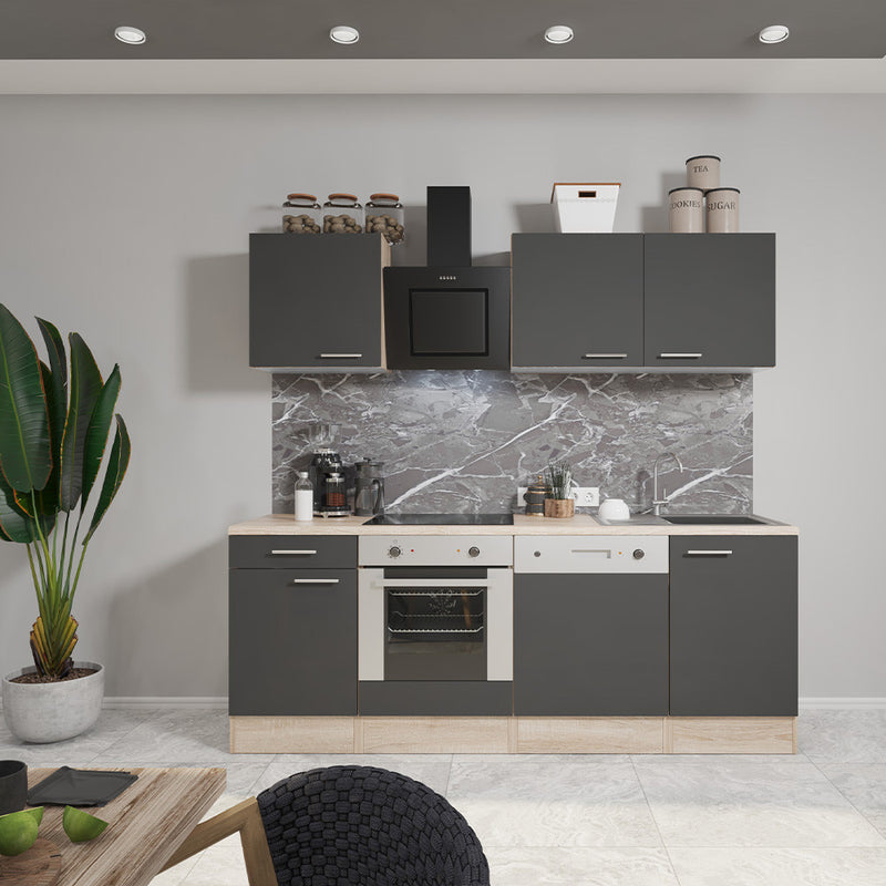 Yorki 220 konyhabútor sonoma tölgy korpusz,selyemfényű antracit fronttal alsó sütős elemmel