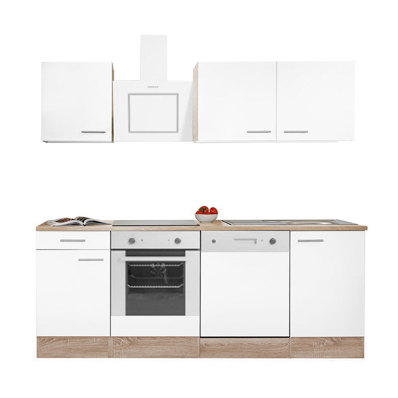 Yorki 220 konyhabútor sonoma tölgy korpusz,selyemfényű fehér fronttal alsó sütős elemmel