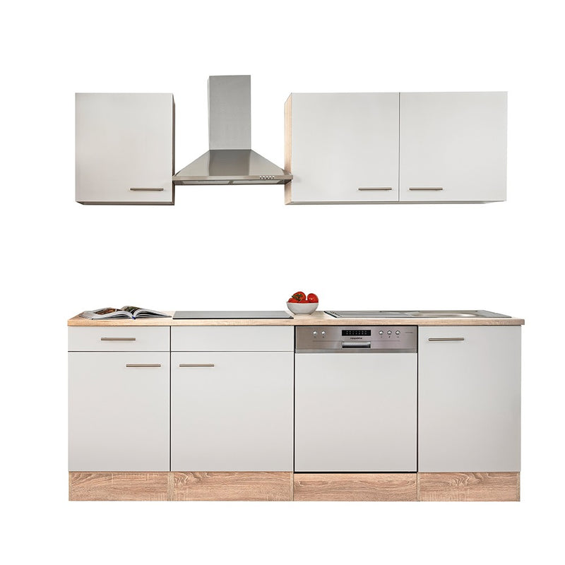 Yorki 220 konyhabútor sonoma tölgy korpusz,selyemfényű fehér fronttal