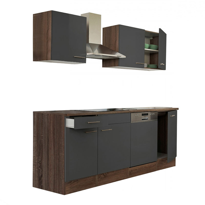 Yorki 220 konyhabútor yorki tölgy korpusz,selyemfényű antracit fronttal