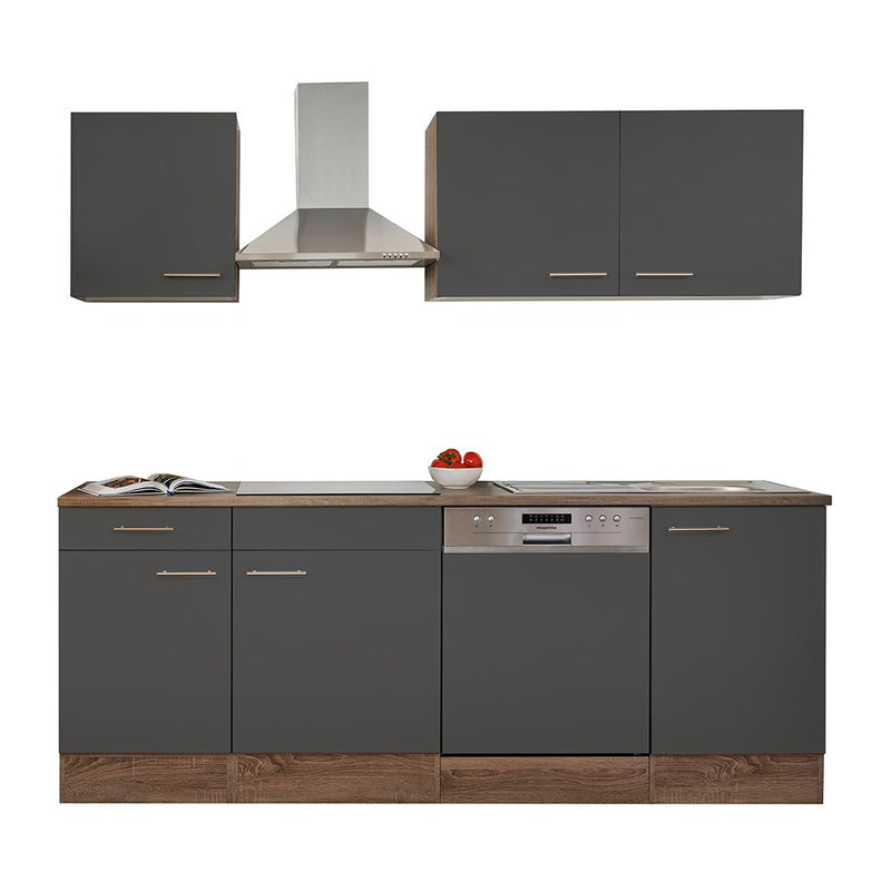 Yorki 220 konyhabútor yorki tölgy korpusz,selyemfényű antracit fronttal