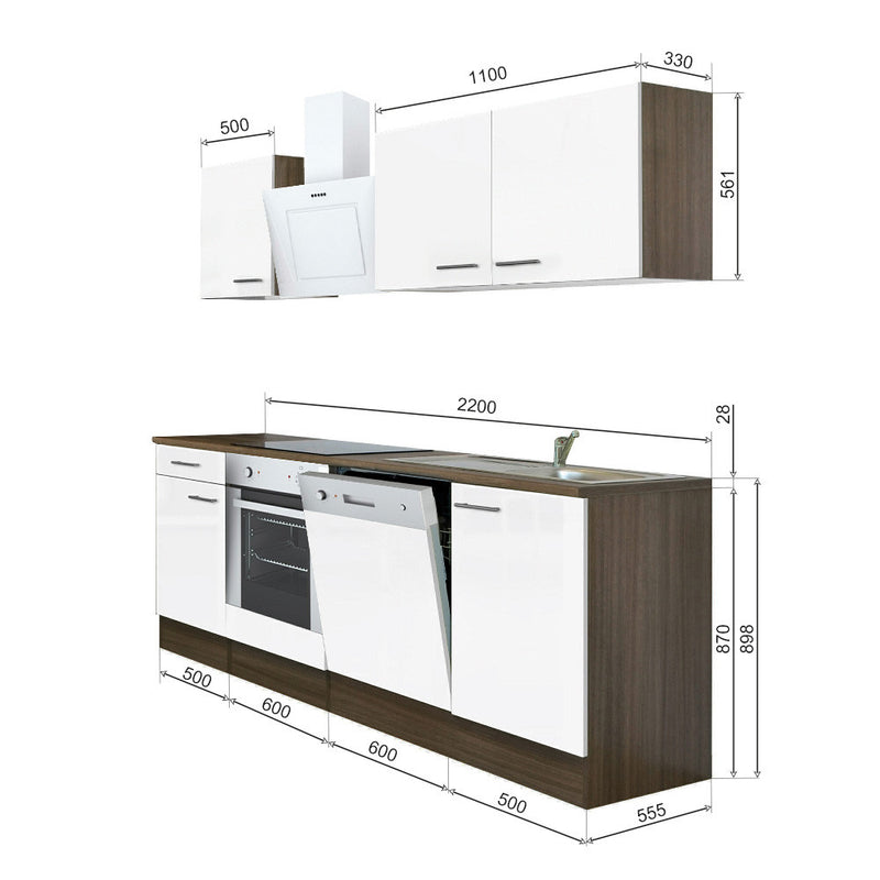 Yorki 220 konyhabútor yorki tölgy korpusz,selyemfényű fehér fronttal alsó sütős elemmel