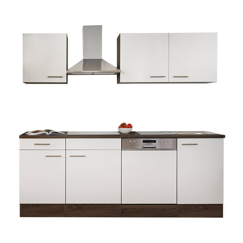 Yorki 220 konyhabútor yorki tölgy korpusz,selyemfényű fehér fronttal