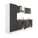 Yorki 270 konyhabútor fehér korpusz,selyemfényű antracit fronttal polcos szekrénnyel