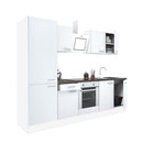 Yorki 270 konyhabútor fehér korpusz,selyemfényű fehér front alsó sütős elemmel polcos szekrénnyel