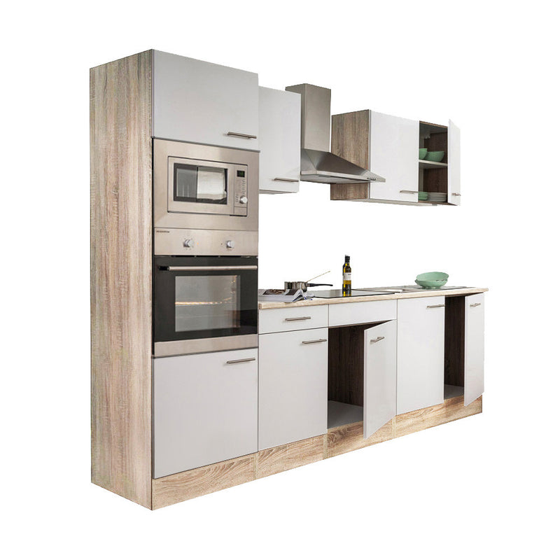 Yorki 270 konyhabútor sonoma tölgy korpusszal, selyemfényű fehér fronttal