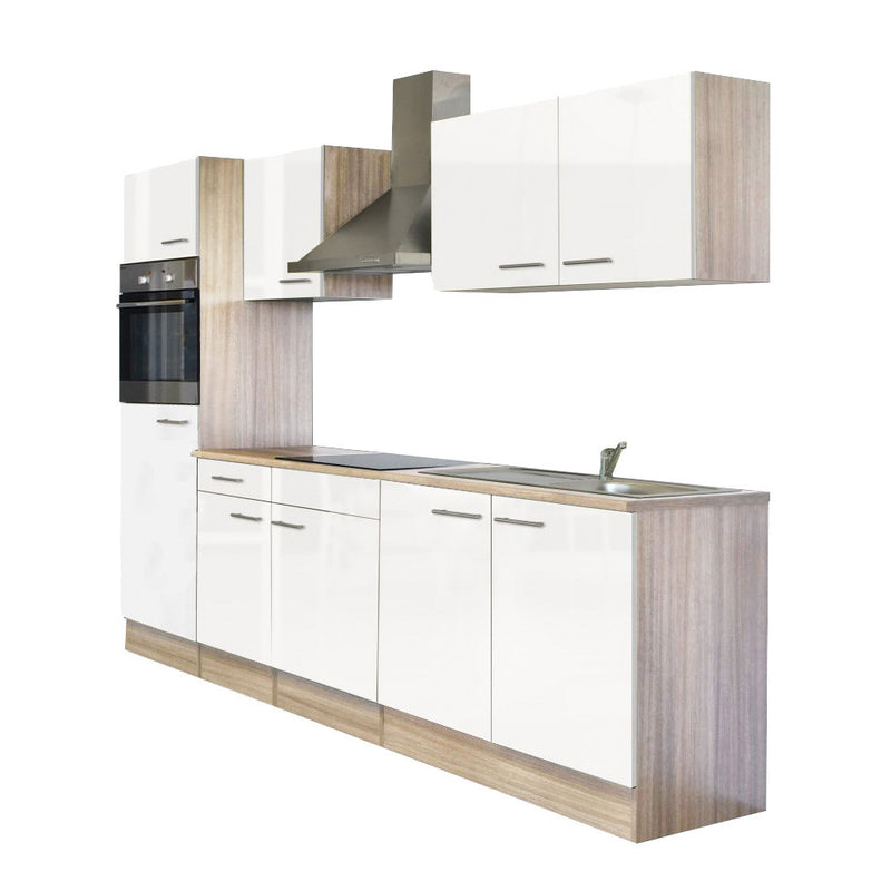 Yorki 270 konyhabútor sonoma tölgy korpusszal, selyemfényű fehér fronttal