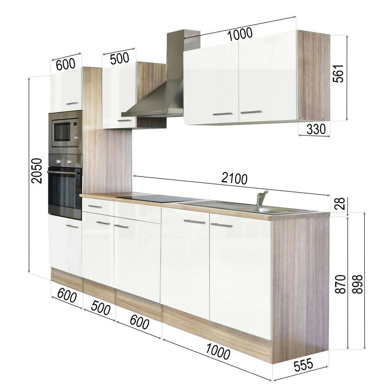 Yorki 270 konyhabútor sonoma tölgy korpusszal, selyemfényű fehér fronttal