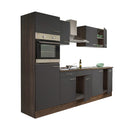 Yorki konyhabútor Yorki tölgy korpusszal, selyemfényű antracit fronttal 270 cm-es méretben