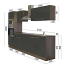 Yorki konyhabútor Yorki tölgy korpusszal, selyemfényű antracit fronttal 270 cm-es méretben