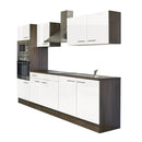 Yorki konyhabútor Yorki tölgy korpusszal, selyemfényű fehér fronttal 270 cm-es méretben