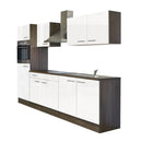 Yorki konyhabútor Yorki tölgy korpusszal, selyemfényű fehér fronttal 270 cm-es méretben