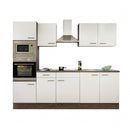 Yorki konyhabútor Yorki tölgy korpusszal, selyemfényű fehér fronttal 270 cm-es méretben