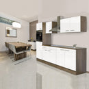 Yorki konyhabútor Yorki tölgy korpusszal, selyemfényű fehér fronttal 270 cm-es méretben