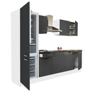 Yorki 280 konyhabútor fehér korpusz,selyemfényű antracit fronttal alulfagyasztós hűtős szekrénnyel