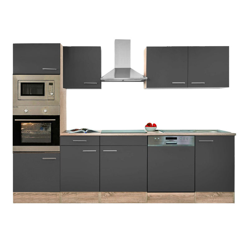 Yorki 280 konyhabútor sonoma tölgy korpusszal, selyemfényű antracit fronttal