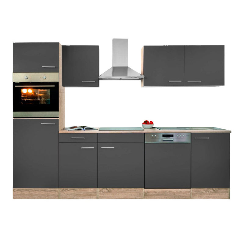 Yorki 280 konyhabútor sonoma tölgy korpusszal, selyemfényű antracit fronttal