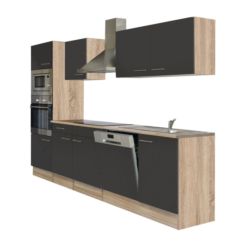 Yorki 280 konyhabútor sonoma tölgy korpusszal, selyemfényű antracit fronttal