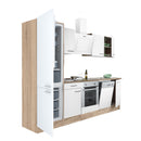 Yorki 280 konyhabútor sonoma tölgy korpusz,selyemfényű fehér front alsó sütős elemmel alulfagyasztós hűtős szekrénnyel