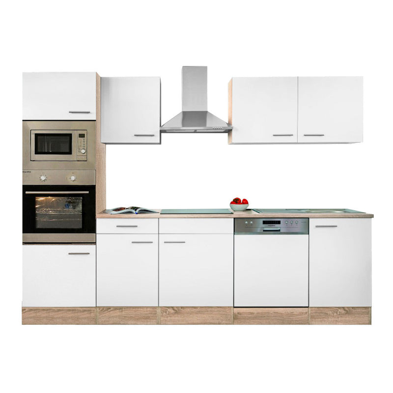 Yorki 280 konyhabútor sonoma tölgy korpusszal, selyemfényű fehér fronttal