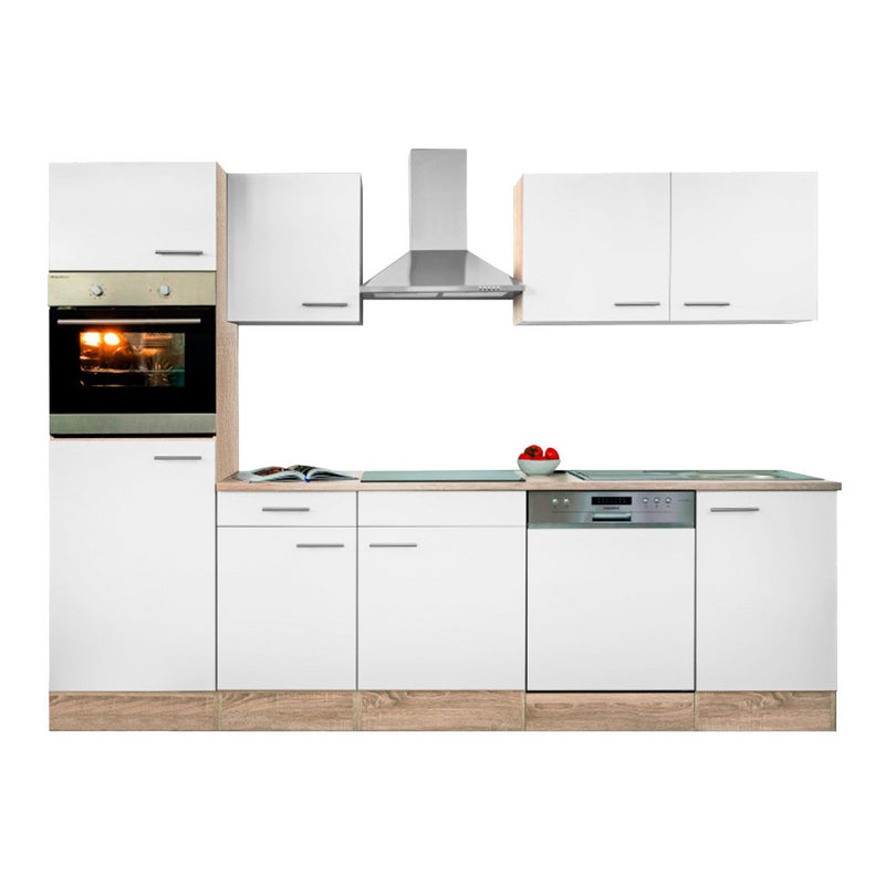 Yorki 280 konyhabútor sonoma tölgy korpusszal, selyemfényű fehér fronttal