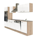 Yorki 280 konyhabútor sonoma tölgy korpusszal, selyemfényű fehér fronttal