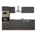 Yorki konyhabútor Yorki tölgy korpusszal, selyemfényű antracit fronttal 280 cm-es méretben