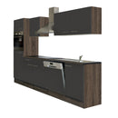 Yorki konyhabútor Yorki tölgy korpusszal, selyemfényű antracit fronttal 280 cm-es méretben