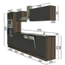 Yorki konyhabútor Yorki tölgy korpusszal, selyemfényű antracit fronttal 280 cm-es méretben