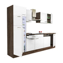 Yorki 280 konyhabútor yorki tölgy korpusz,selyemfényű fehér fronttal felülfagyasztós hűtős szekrénnyel